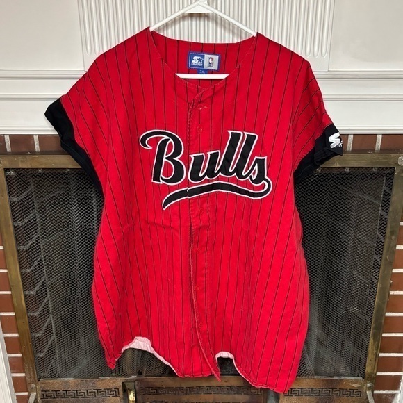 STARTER Other - Vintage STARTER 90s Chicago Bulls Pinstripe Baseball Jersey 
Men’s XXL